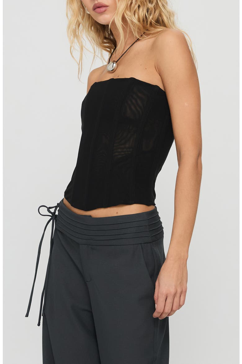 Oscuro Longline Sheer Mesh Corset Top, Alternate, color, BLACK
