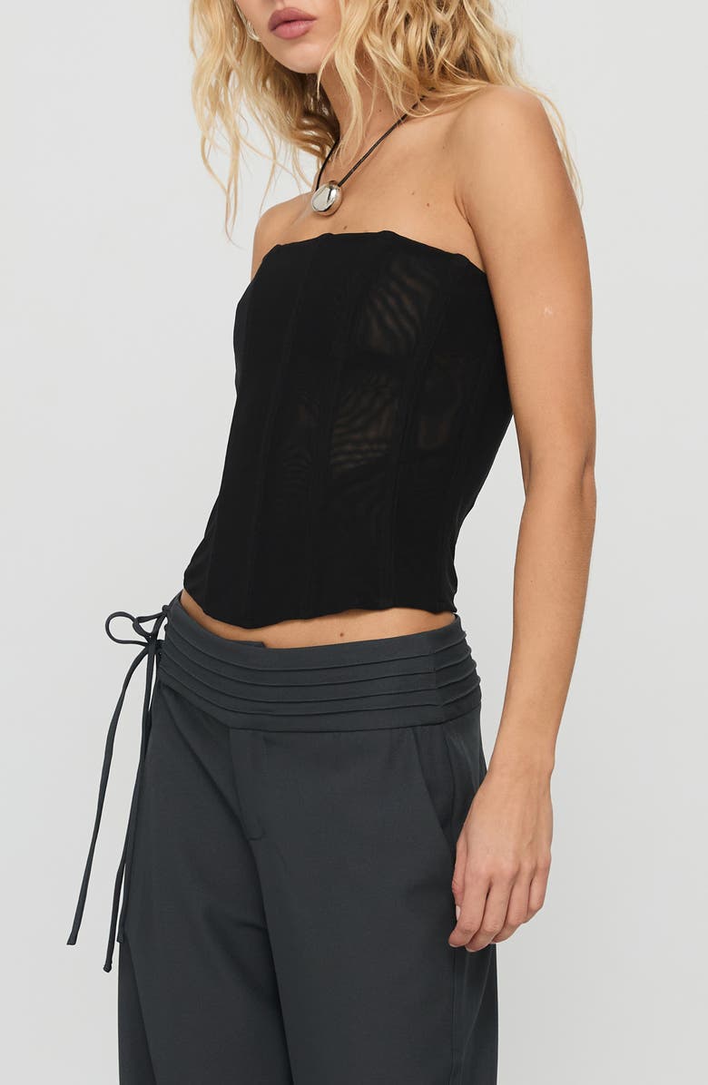 Princess Polly Oscuro Longline Sheer Mesh Corset Top, Alternate, color, Black