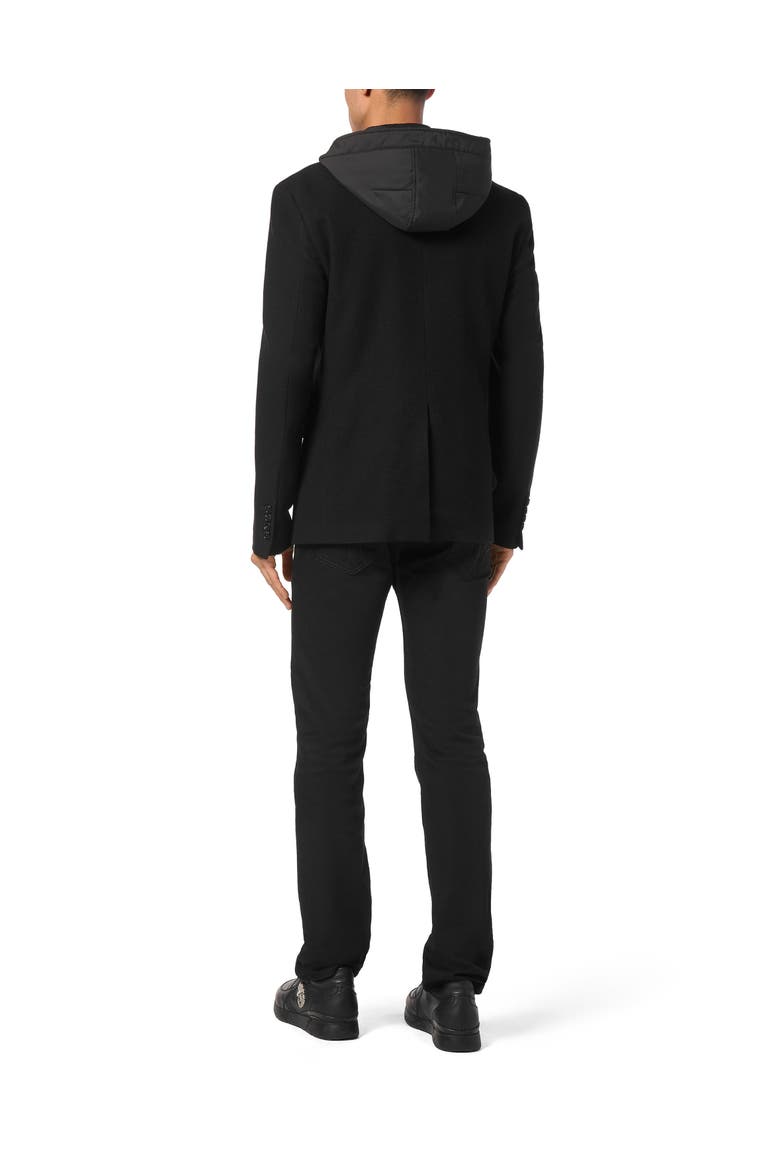 Blazer Jacket With Hoodie Men, Alternate, color, black