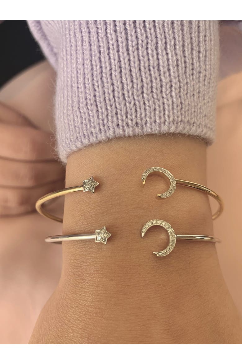 Moonlit Star Sterling Silver Diamond Adjustable Cuff, Alternate, color, Silver
