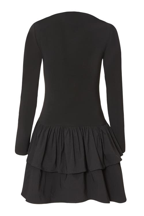 Quiz Ity Bengaline Long Sleeve Frill Mini Dress In Black