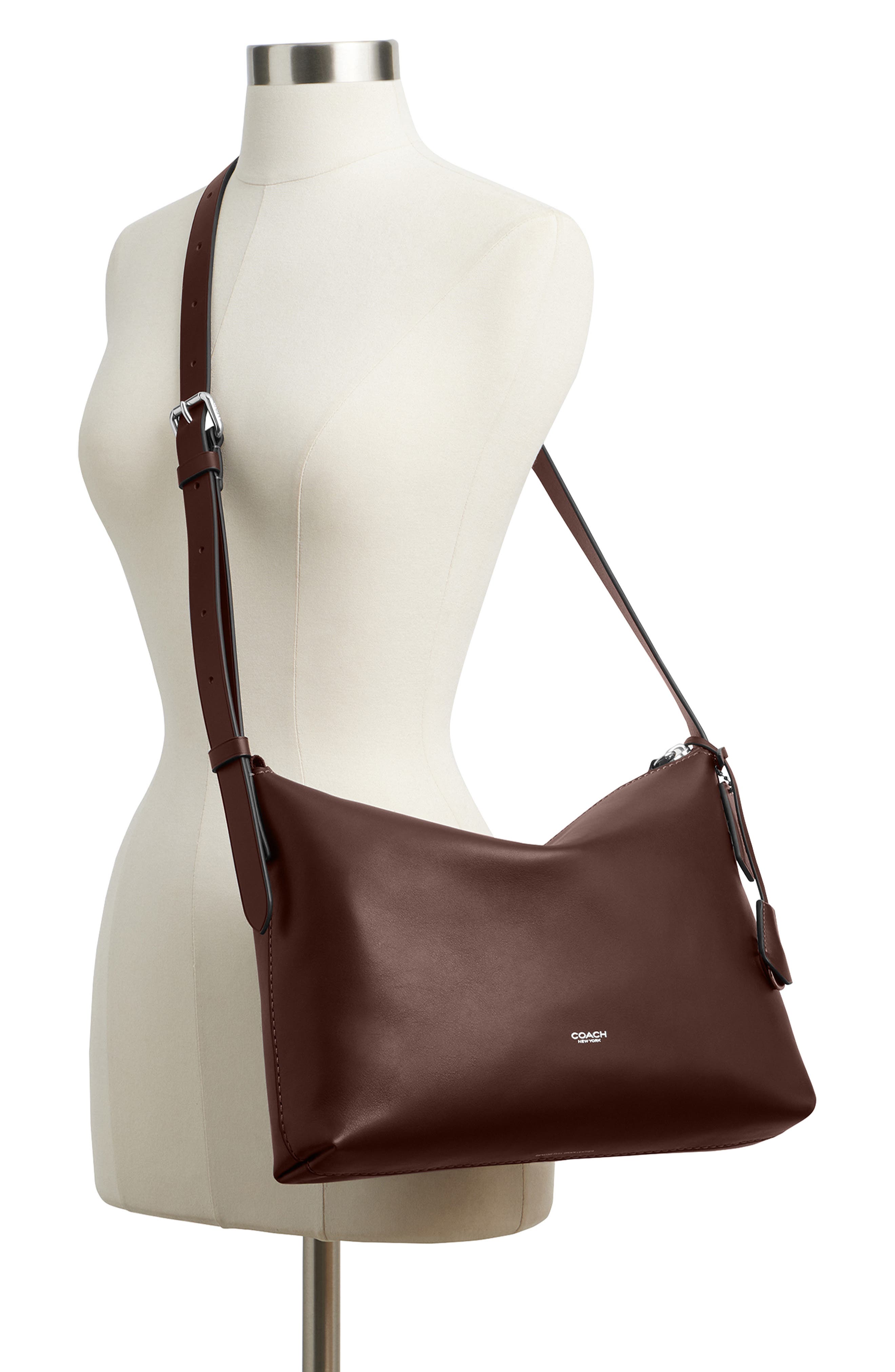 COACH Mott Leather Messenger Bag, Alternate, color, Maple