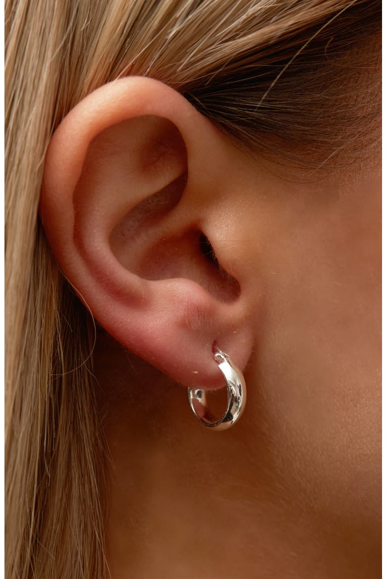 Set of 2 Chunky Hoop Earrings, Alternate, color, SILVER