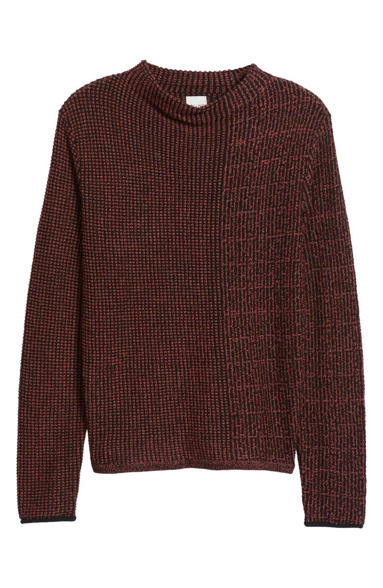 NIC+ZOE Pixel Knit Funnel Neck Sweater, Alternate, color, Red Mix