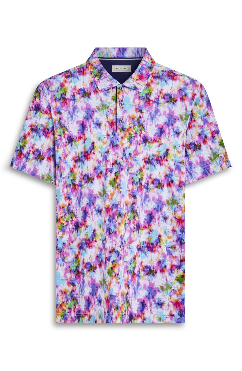 Bugatchi Hendrix Digital Watercolor Print Pima Cotton Polo, Alternate, color, Fuchsia