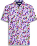 Bugatchi Hendrix Digital Watercolor Print Pima Cotton Polo