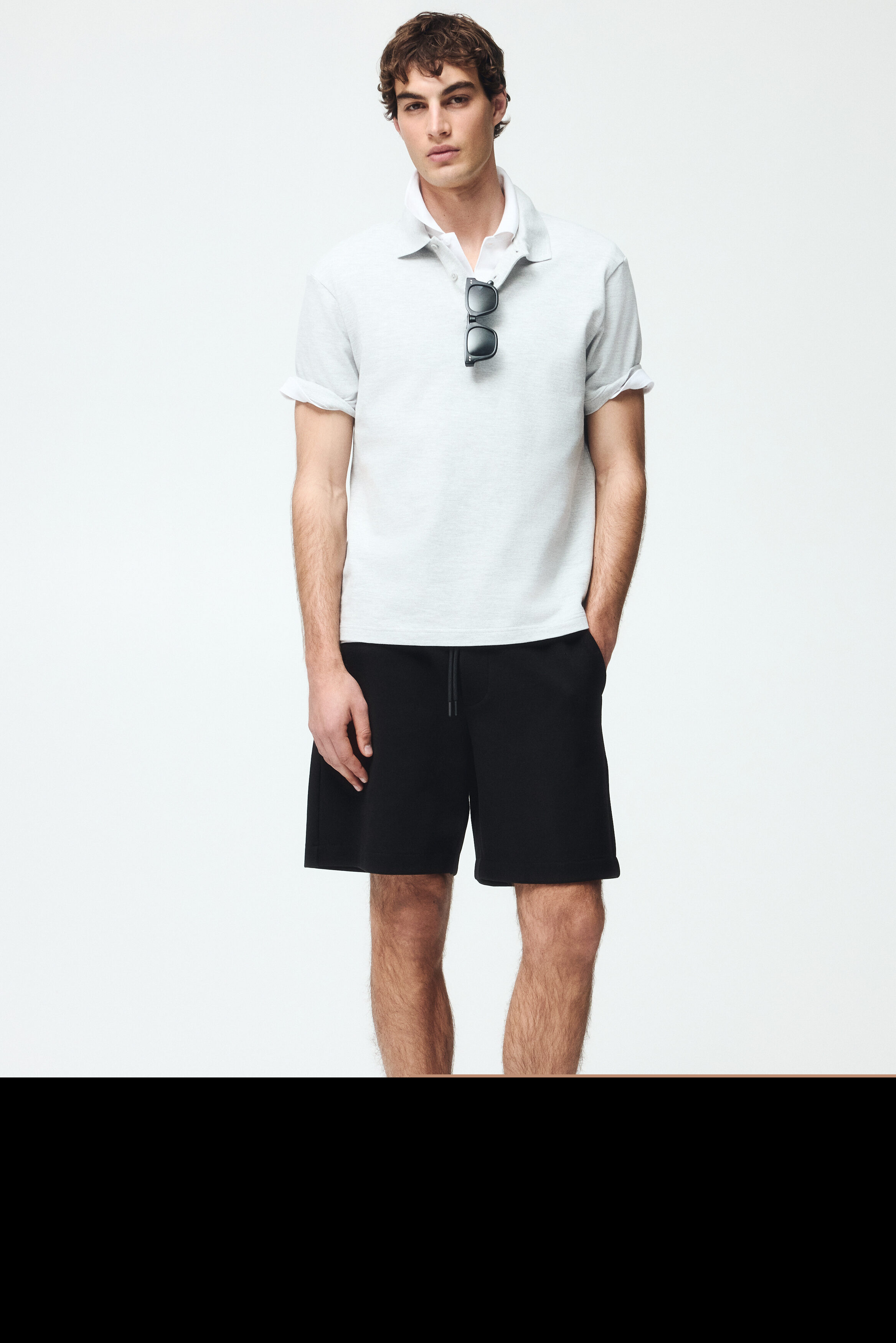 H&M Regular Fit Interlock Shorts, Alternate, color, Black