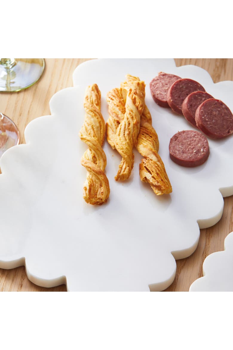 Scalloped Rect Marble Board White Marble Everyday, Alternate, color, White