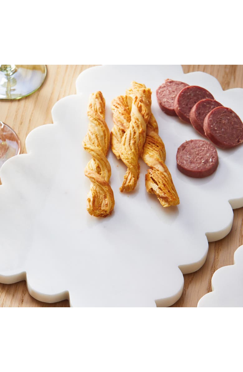 tag Scalloped Rect Marble Board White Marble Everyday, Alternate, color, White