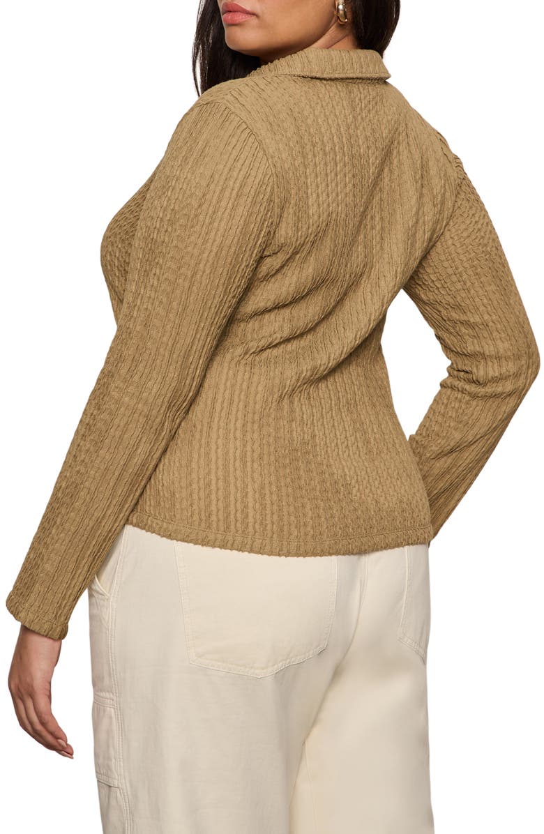 Sanctuary Textured Knit Button-Up Shirt, Alternate, color, Covert Green