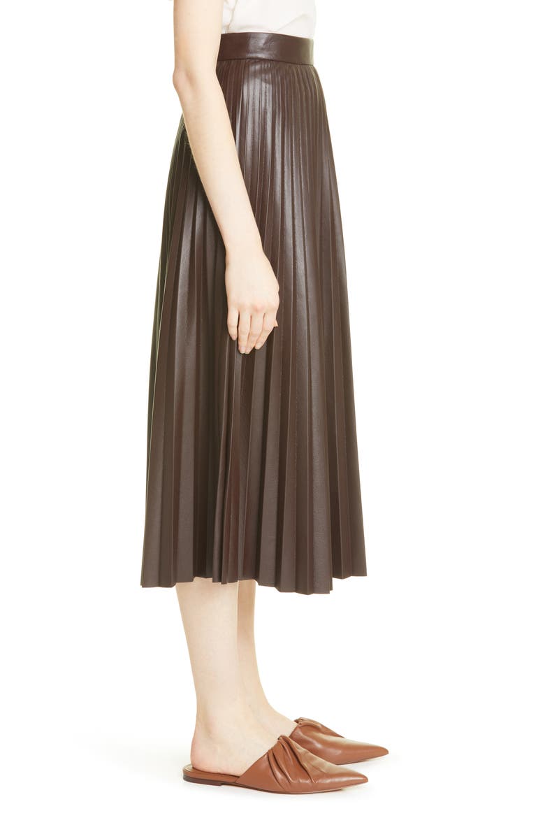 Vaplita Leather Midi Skirt, Alternate, color, CHOCOLATE