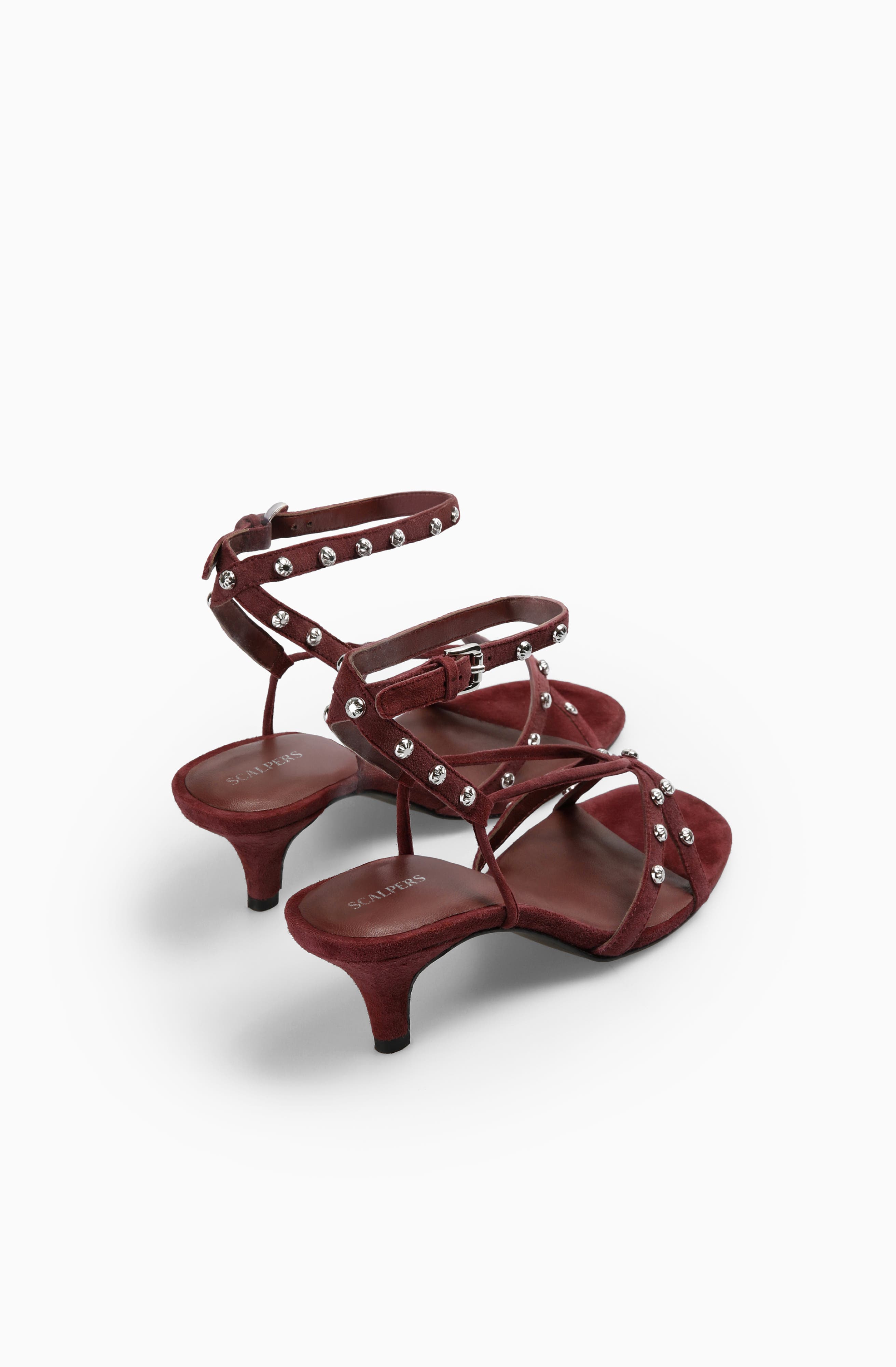 Scalpers Studsheel Sandal, Alternate, color, Burgundy