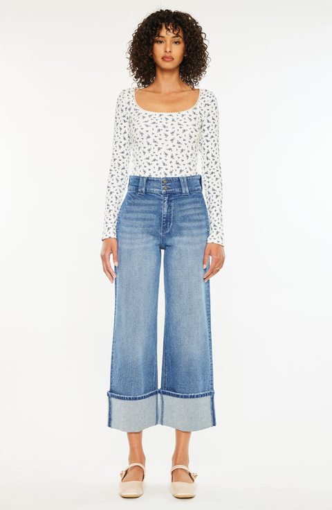 Irna 90's Cropped Wide Leg Jeans