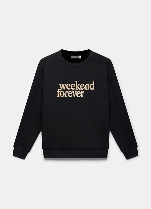 Mint Velvet "weekend Forever" Slogan Sweatshirt In Black