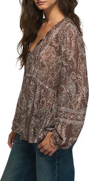 Lucky Brand Paisley Peasant Top