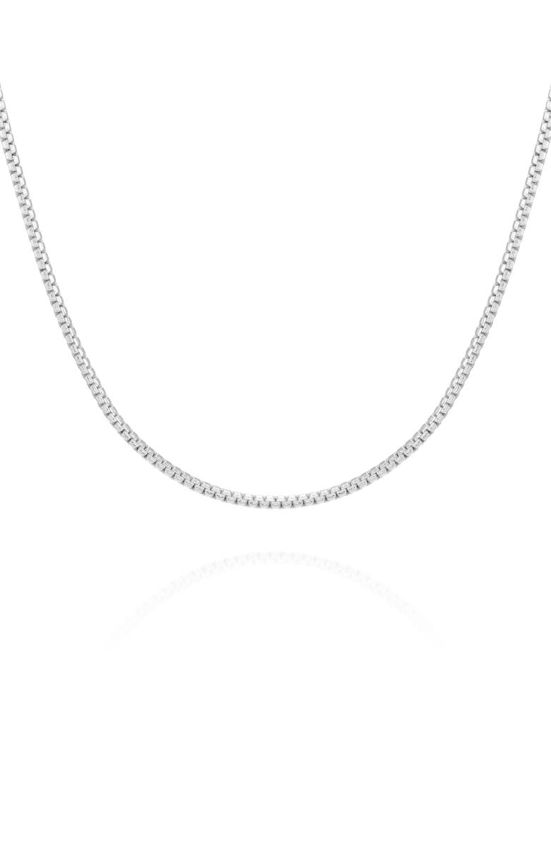 Vince Camuto Box Chain Necklace, Main, color, Silvertone