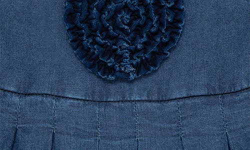 Shop Habitual Kids Kids' Rosette Stretch Denim Dress In Indigo