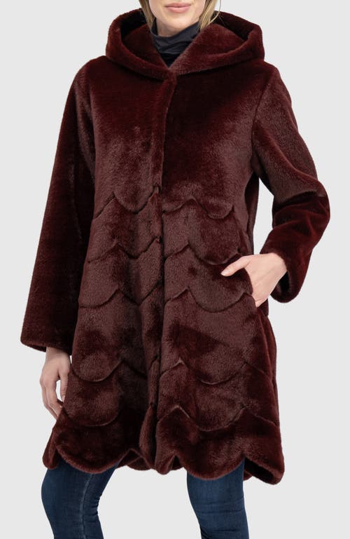Lyla Grant Faux Fur Mink Reversible Parka Coat In Burgundy