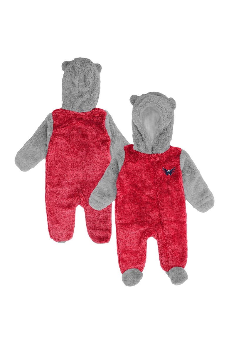 Newborn & Infant Red Washington Capitals Game Nap Teddy Fleece Bunting Full-Zip Sleeper, Main, color, Red