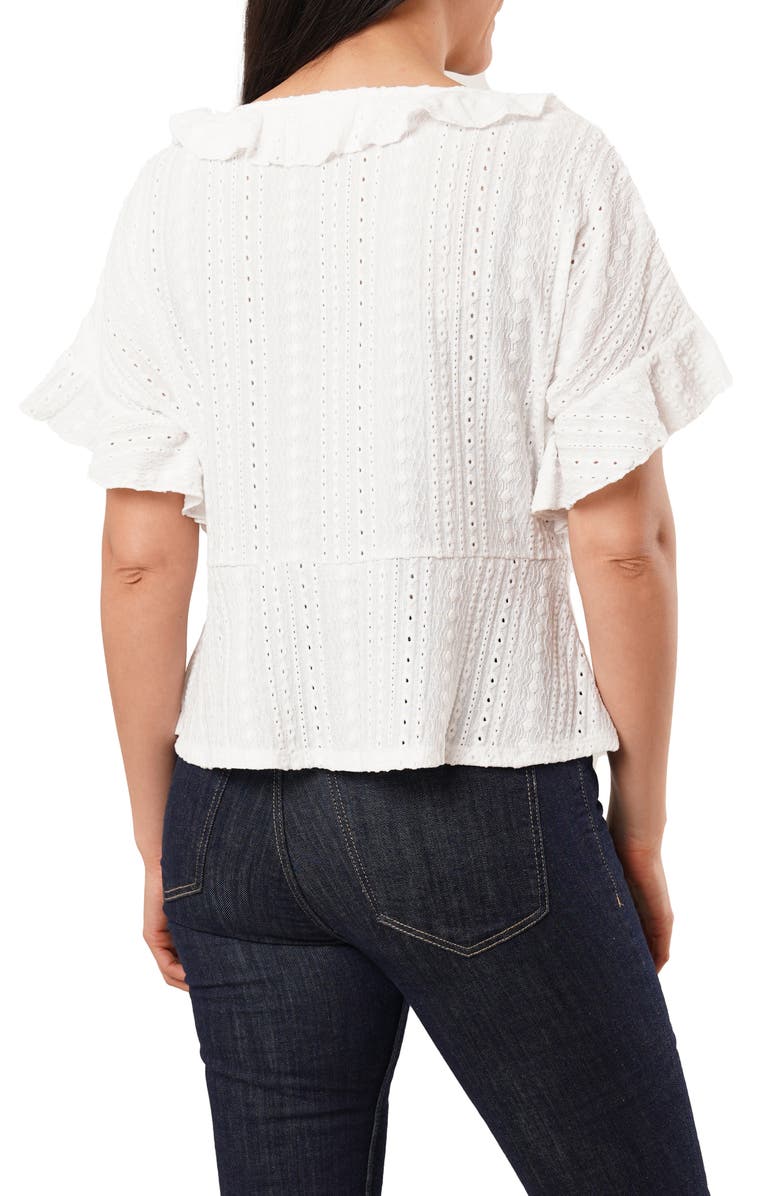 SUNNY LEIGH Eyelet Ruffle Top, Alternate, color, White