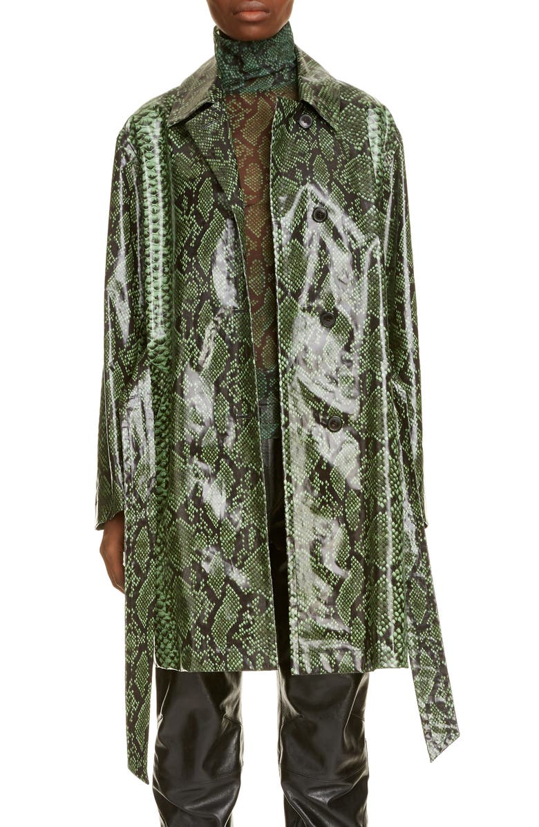 Dries Van Noten Ramblas Python Print Coated Cotton Coat, Main, color, 
