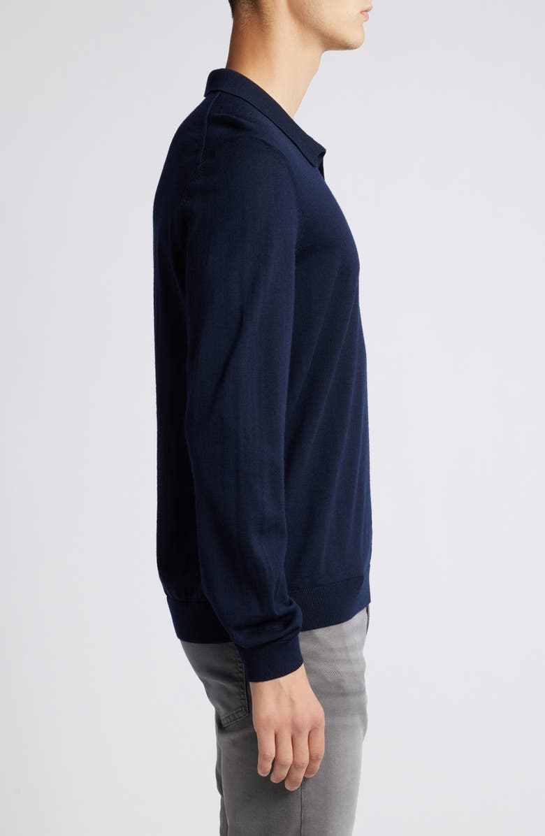 BOSS Enord Long Sleeve Wool Polo Sweater, Alternate, color, Dark Blue