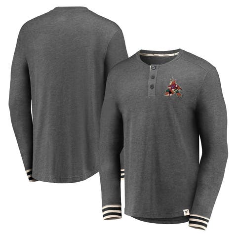 Men's Fanatics Branded Heathered Charcoal Arizona Coyotes True Classics Henley Long Sleeve T-Shirt