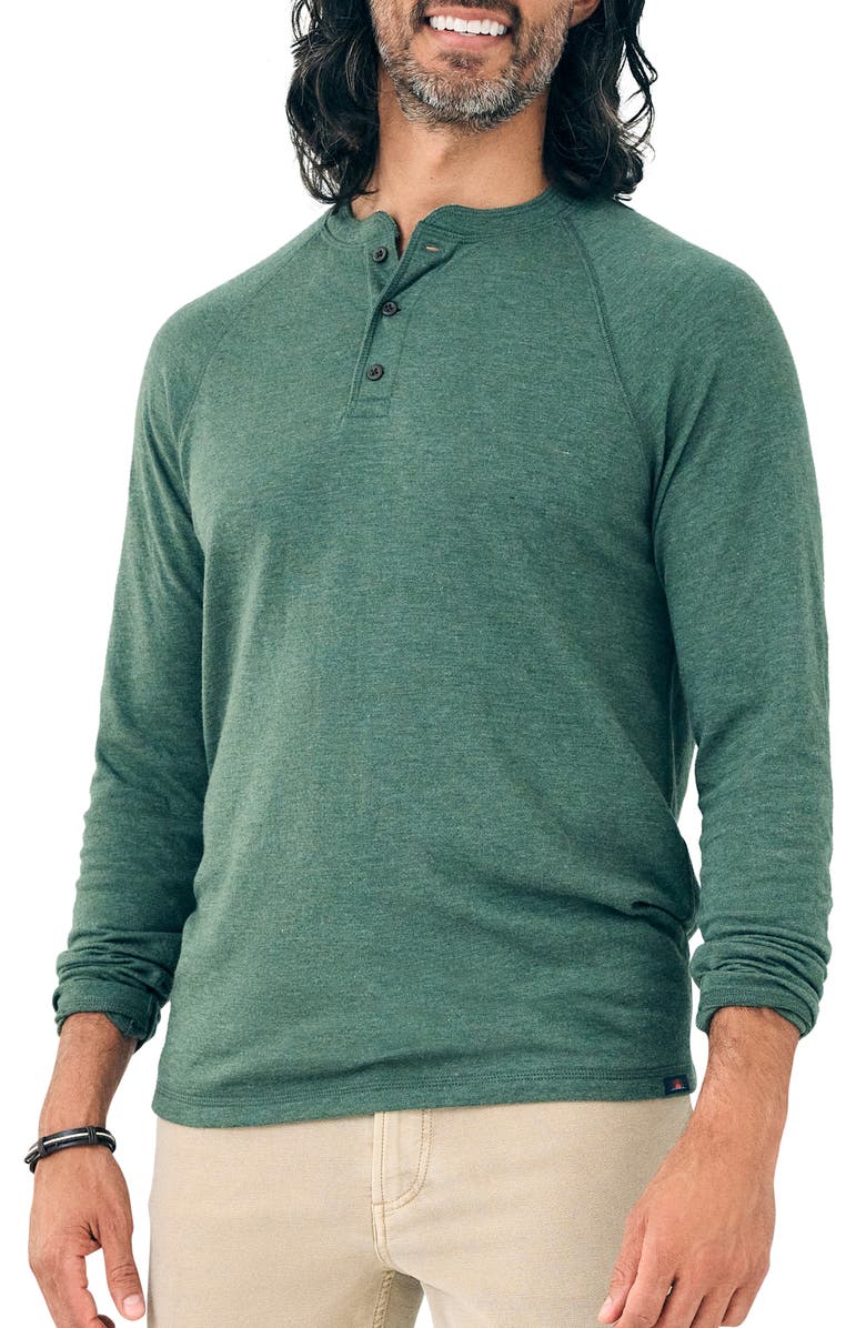 Faherty Cloud Long Sleeve Henley, Main, color, Deep Fern Heather