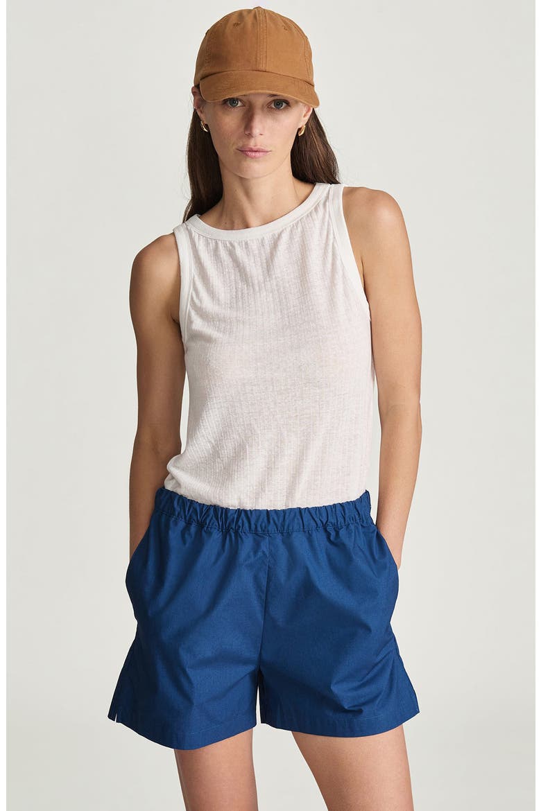 Cotton Elastic Waist Shorts, Alternate, color, NAVY PEONY