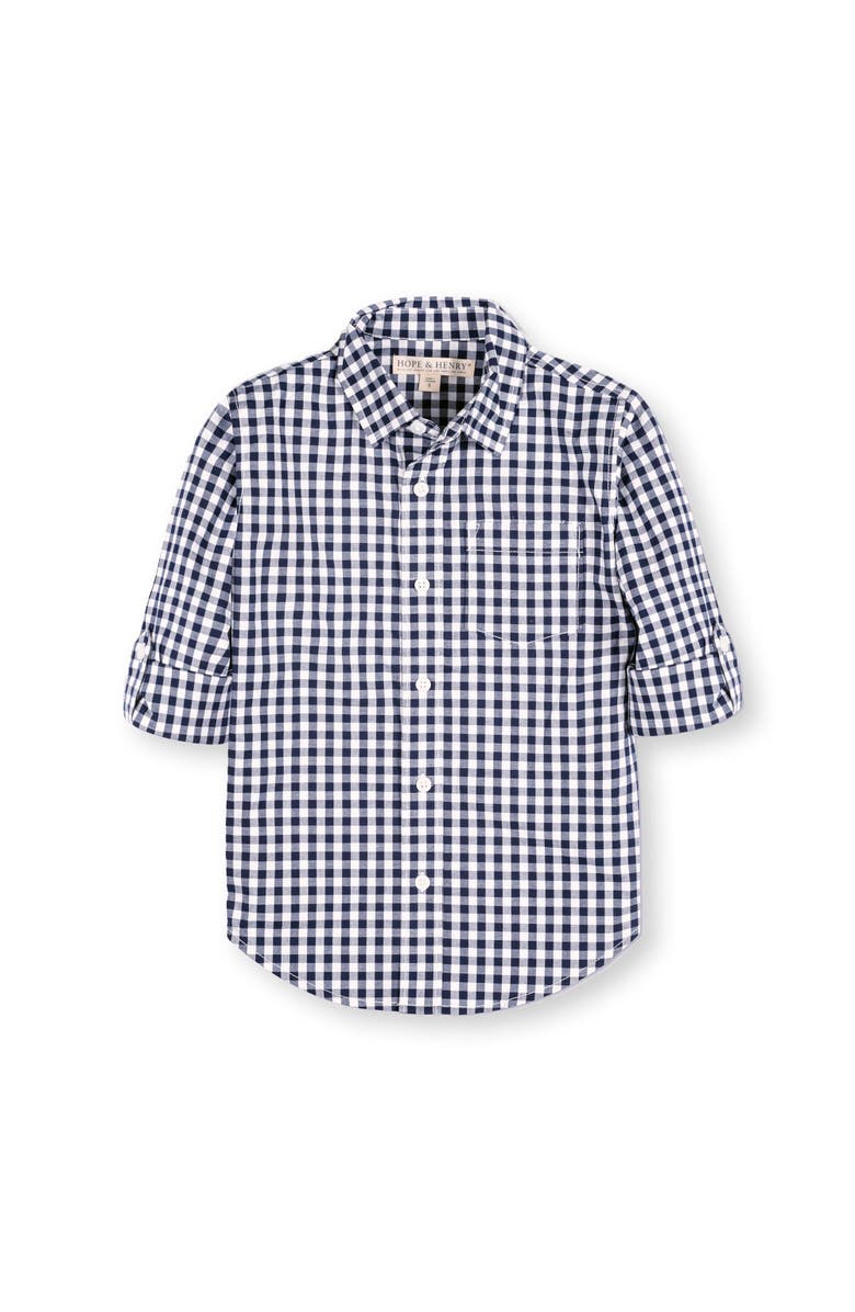 Hope & Henry Baby Boys' Organic Stretch Poplin Roll-Up Shirt, Infant, Main, color,