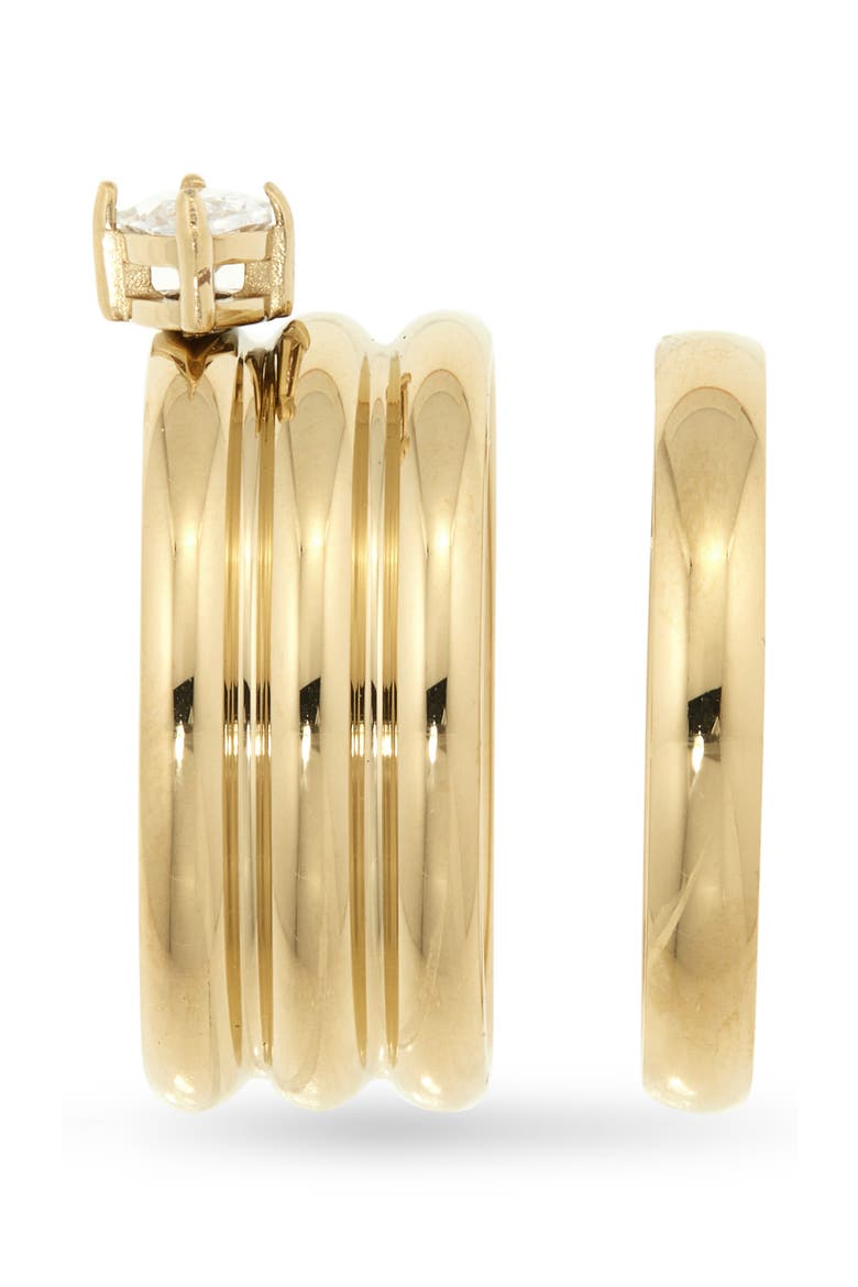 Set of 2 Waterproof Cubic Zirconia Stackable Rings, Alternate, color, CLEAR- GOLD