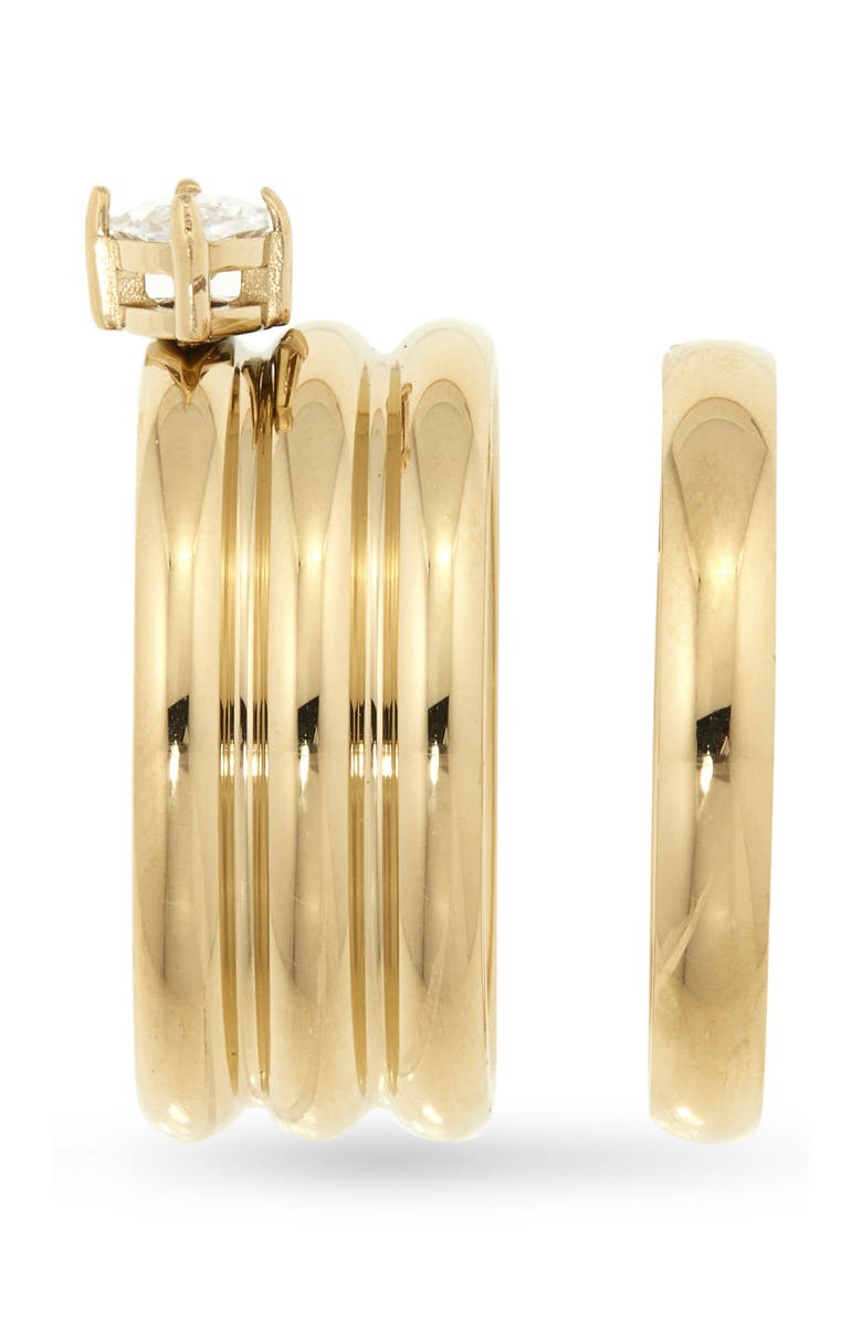 Nordstrom Set of 2 Waterproof Cubic Zirconia Stackable Rings, Alternate, color, Clear- Gold