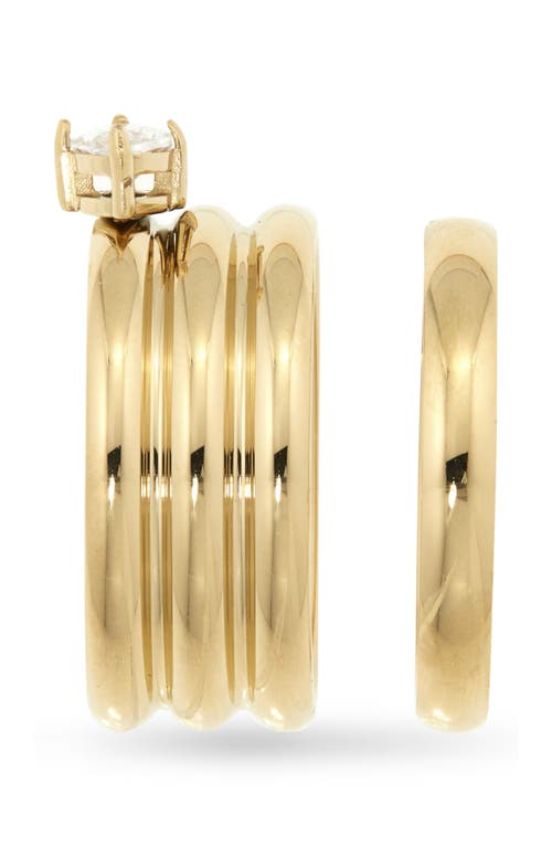Nordstrom Set Of 2 Waterproof Cubic Zirconia Stackable Rings In Gold