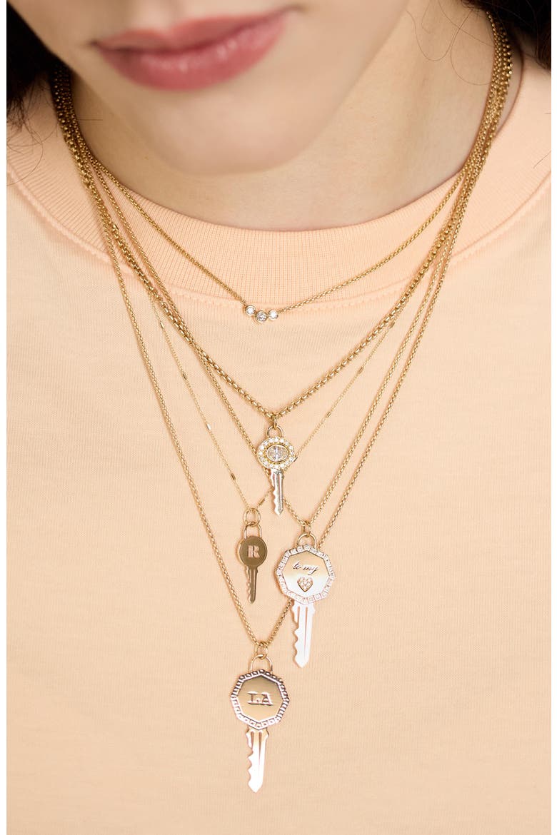 Diamond Bezel Box Chain Necklace, Alternate, color, 14K YELLOW GOLD