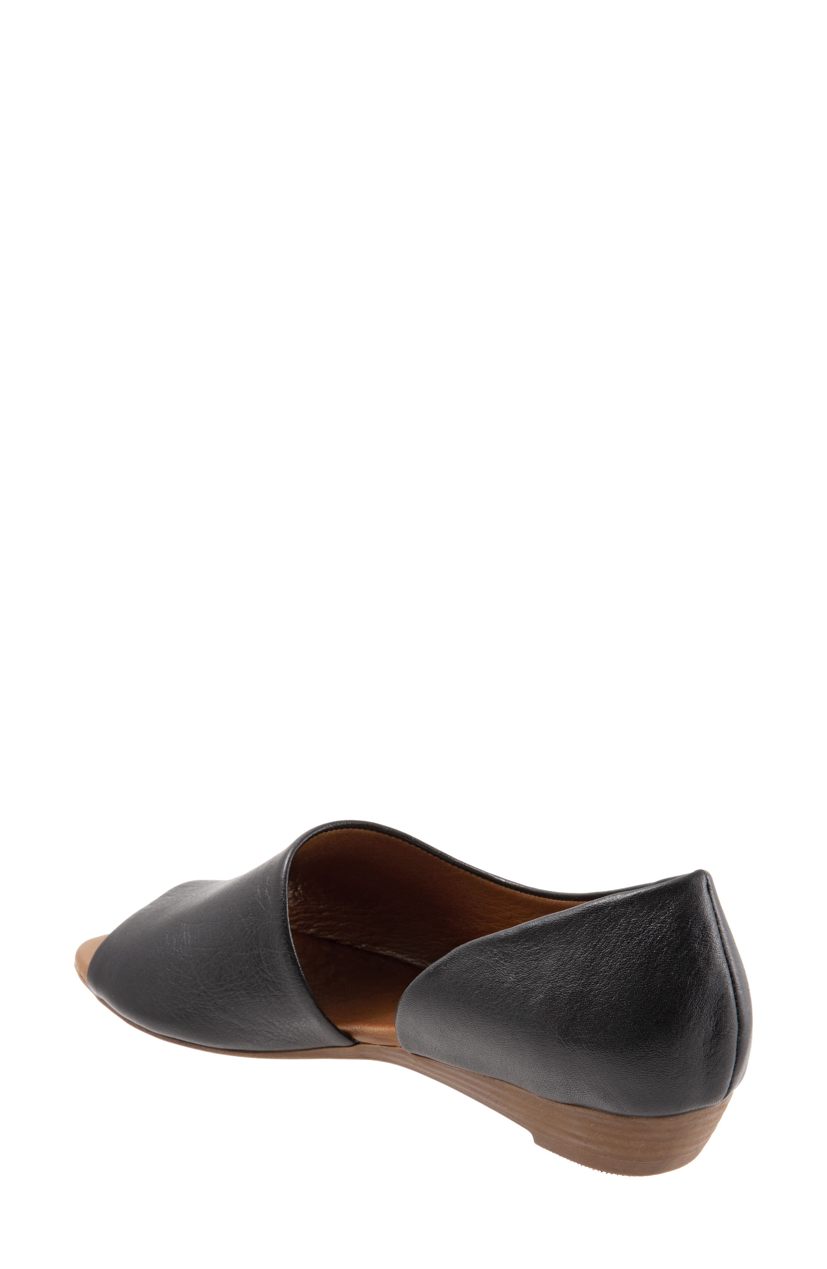 Anna Half d'Orsay Open Toe Flat, Alternate, color, BLACK LEATHER