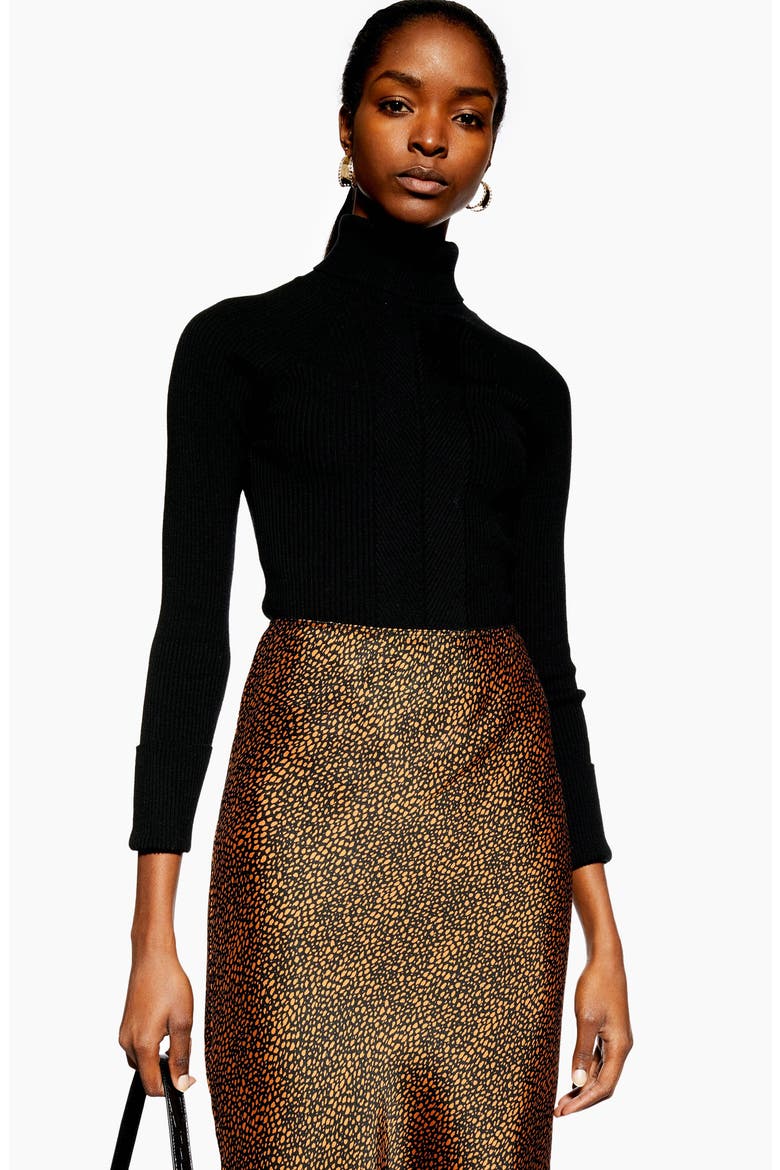 Animal Spot Midi Skirt, Alternate, color, RUST MULTI