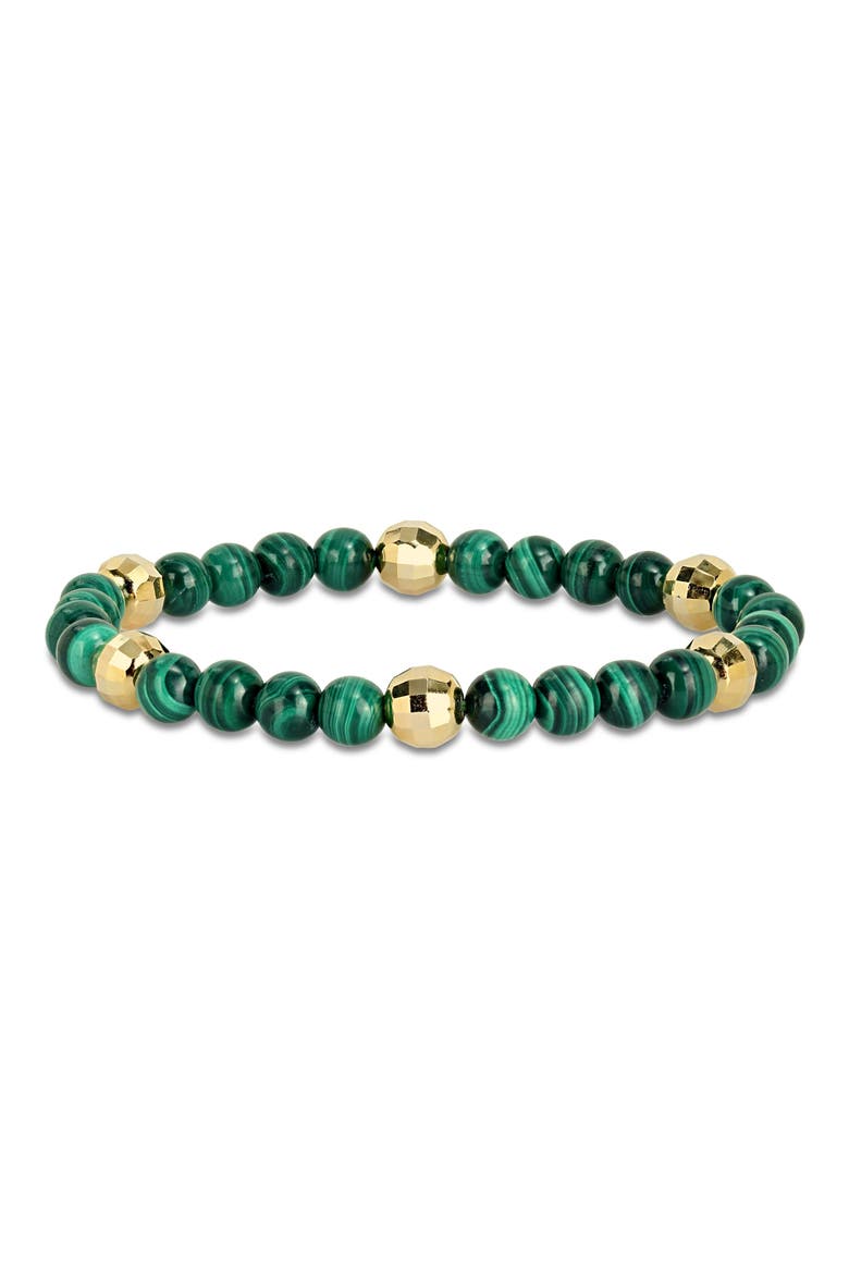 Men's Semiprecious Stone Beaded Bracelet, Main, color, GREEN