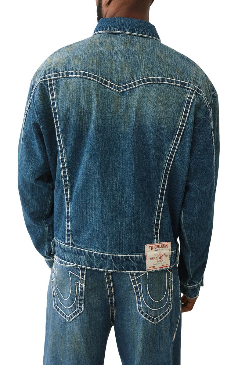 True Religion Drop Shoulder Denim Jacket, Alternate, color,