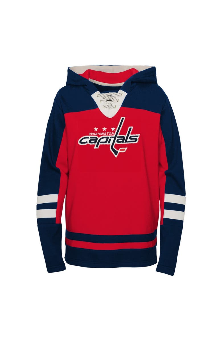 Outerstuff Youth Red Washington Capitals Ageless Revisited Lace-Up V-Neck Pullover Hoodie, Alternate, color, Red