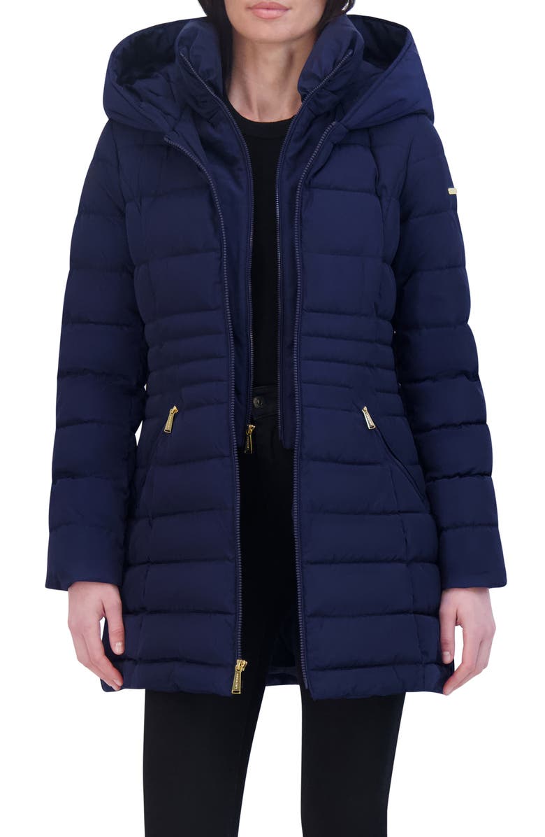 Laundry by Shelli Segal Quarter Bibbed Puffer Jacket, Main, color, Evening Blue