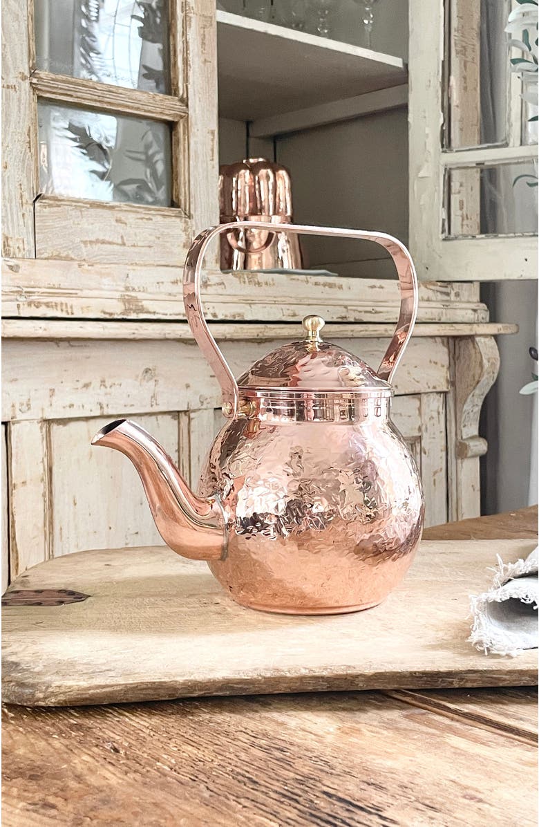 Coppermill Kitchen Vintage Inspired Copper Hand Hammered Teapot, Alternate, color, Copper