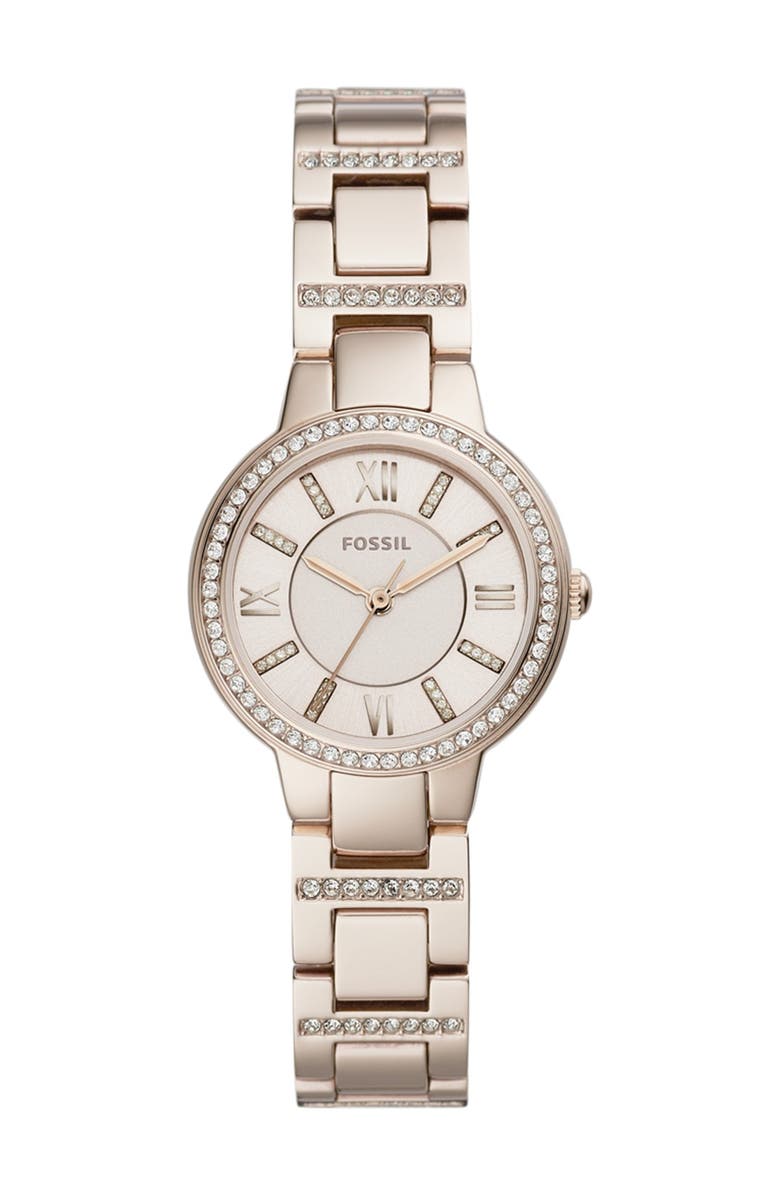 Fossil 'Virginia' Crystal Accent Bracelet Watch, 30mm, Main, color, 