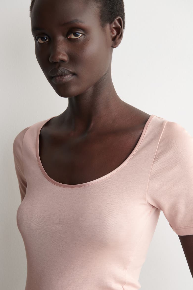 Satin-Trimmed Cotton-Jersey T-Shirt, Alternate, color, PINK