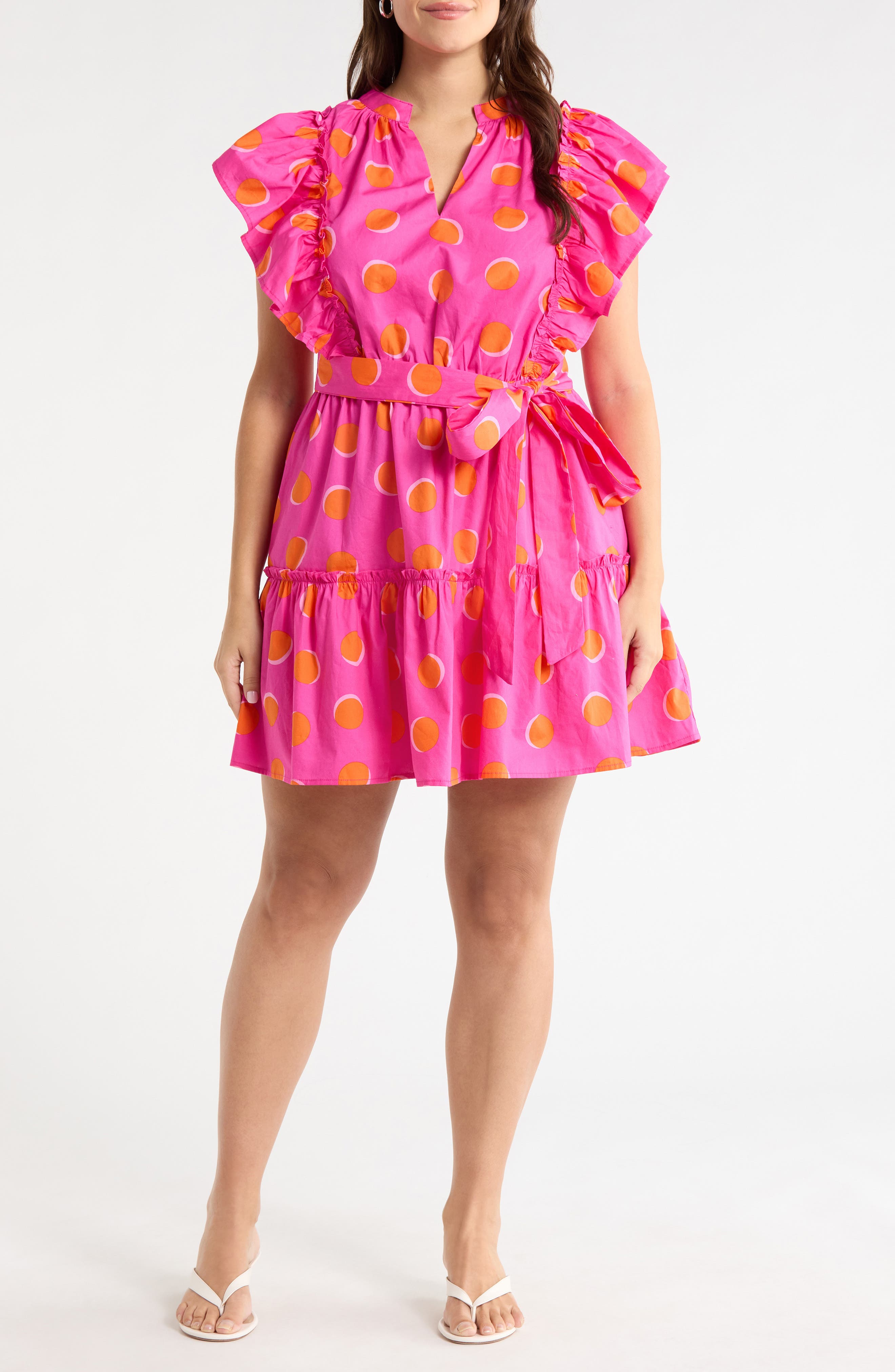 selected ROSY FUCHSIA/ ORANGE DOT