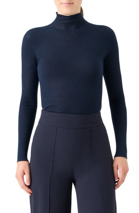 Cashmere & Silk Rib Funnel Neck Sweater
