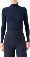 Akris Cashmere & Silk Rib Funnel Neck Sweater