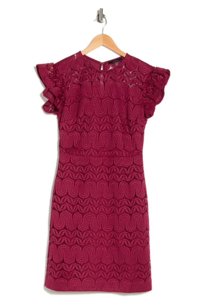Mai Tai Lace Sheath Dress, Alternate, color, CRANBERRY