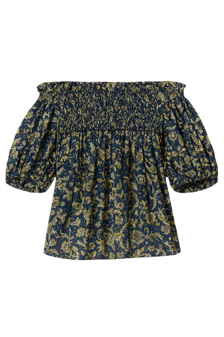 Charlene Smocked Top, Alternate, color, Navy Multi