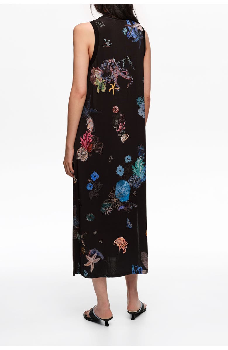 Bimba y Lola Seabed Black Flowing Sleeveless T-Shirt Dress, Alternate, color, Seabed Black