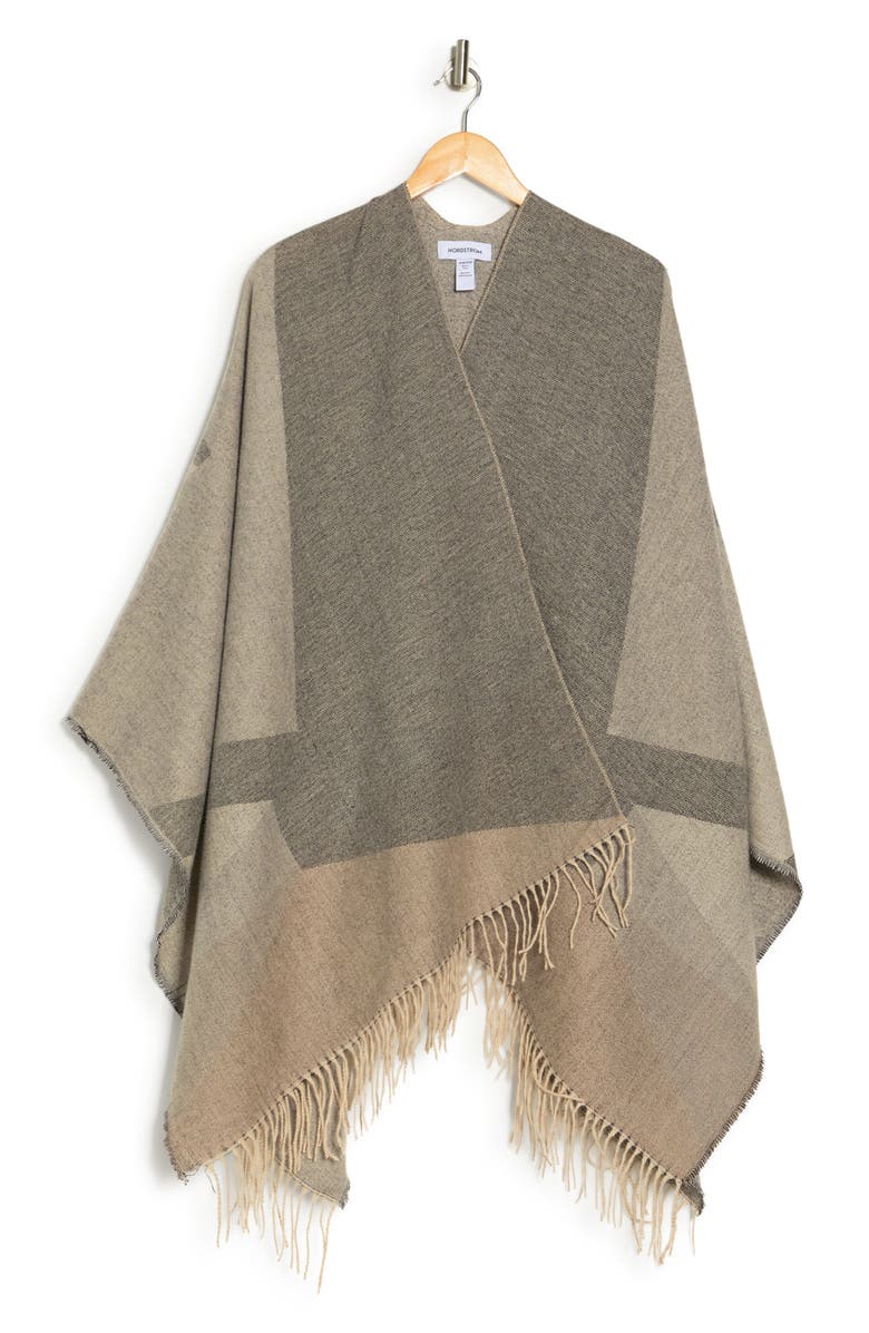 Nordstrom Colorblock Fringe Ruana, Alternate, color, 